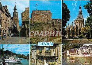 Modern Postcard Dinan Cotes d'Armor Street and the Clock Tower