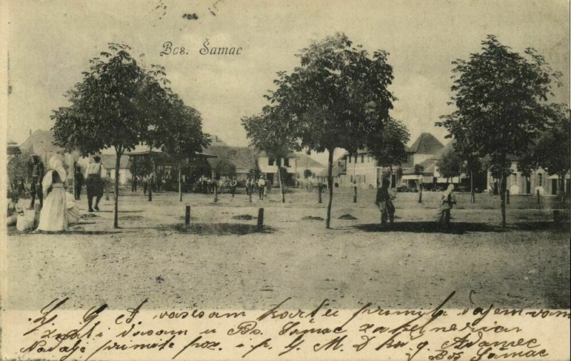 bosnia and herzegovina, BOSANSKI ŠAMAC Шамац, Market Place (1906) Postcard