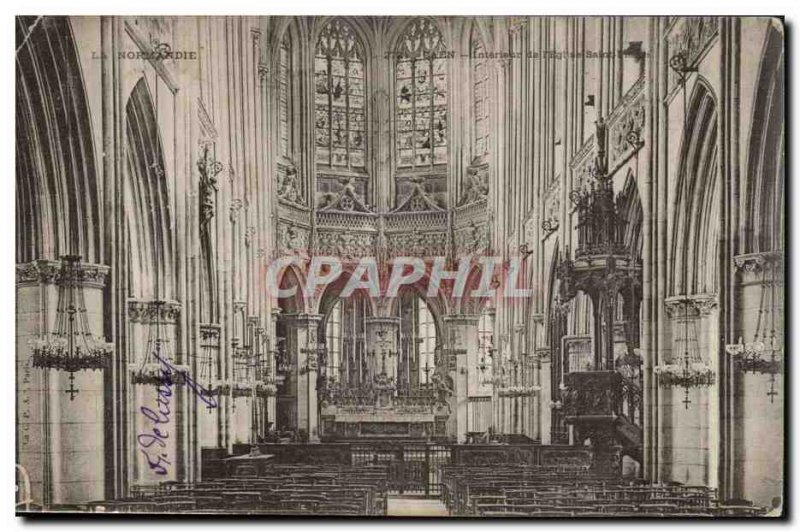 Caen Old Postcard Interior of Saint Pierre & # 39eglise