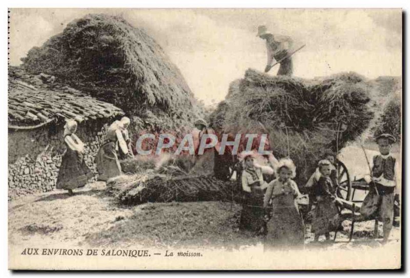 Old Postcard In Surroundings Of The Harvest Thessaloniki Children TOP