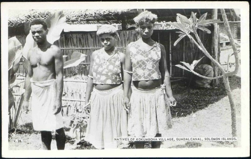 Solomon Islands, Guadalcanal, KOKUMBONA, Native People (1950s) RPPC