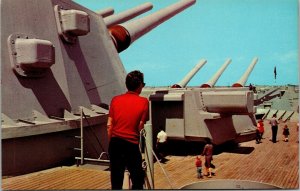 Vtg Mobile AL USS Alabama Battleship Memorial Park 16 Inch Guns Deck Postcard