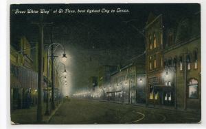 Great White Way Street Scene at Night Lights El Paso Texas 1910 postcard