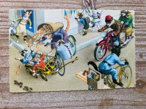 Mainzer Cats, Bike Crash (4705), Hartung, Spain, Unused, Vintage Postcard 