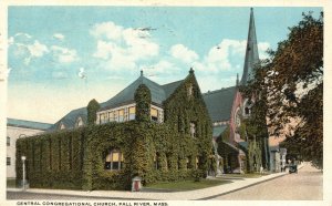 Vintage Postcard Central Congregational Church Parish Fall River Massachusetts