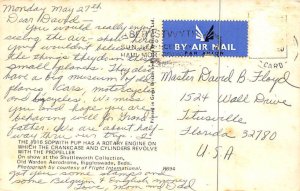 1916 Sopwith pup has a rotary engine Airplane Writing on Back 