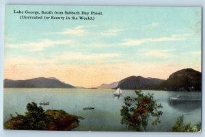 New York NY Postcard Lake George South Sabbath Day Point c1910 Vintage Antique