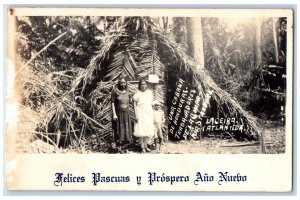 c1920's Easter New Year Cabin Child La Ceiba Honduras RPPC Posted Photo Postcard 