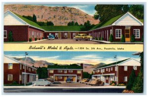 c1950's Bidwell's Motel & Apartments Pocatello Idaho ID, Dual View Postcard