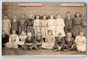 Guttenberg Iowa IA Postcard RPPC Photo School Students 1910 Antique Posted