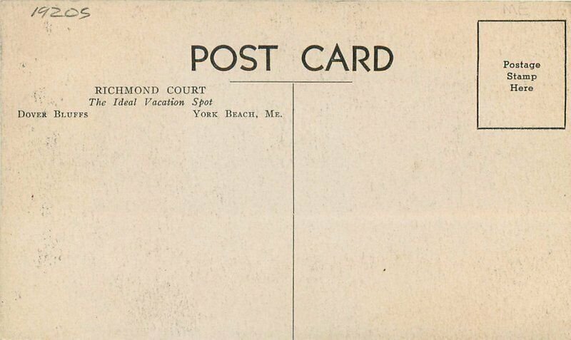 1920s Richmond Court Vacation Spot York Beach Maine Postcard 6162