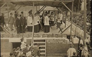 Taftville Norwich Connecticut CT Laying Corner Stone of School 1909 RPPC