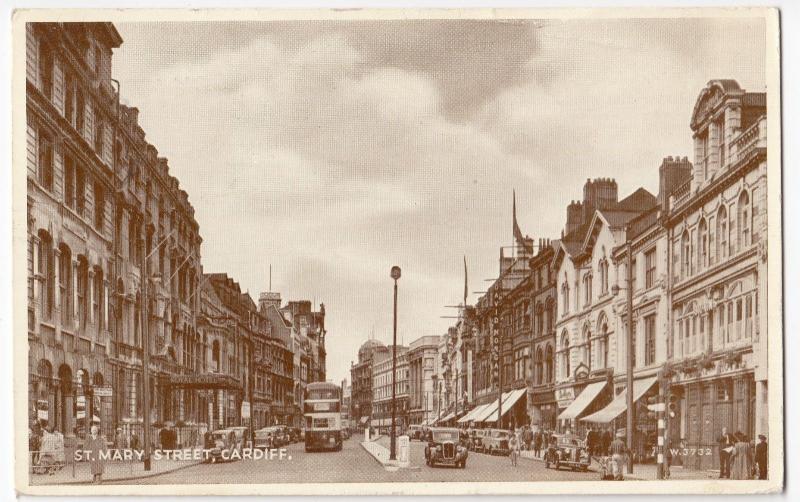 Cardiff; St Mary Street PPC, 1952 Postage On Letters To Europe 4d Slogan PMK