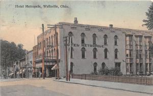 Ohio Postcard 1908 WELLSVILLE Hotel Metropole Main Street? Stores
