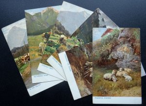 Alpine Country Life 6 x ALPINE RURAL SCENES c1905 Postcard by Hildesheimer 5819