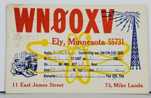 QSL Ely Minnesota WN0OXV Ham Radio Mike Landa Postcard J15