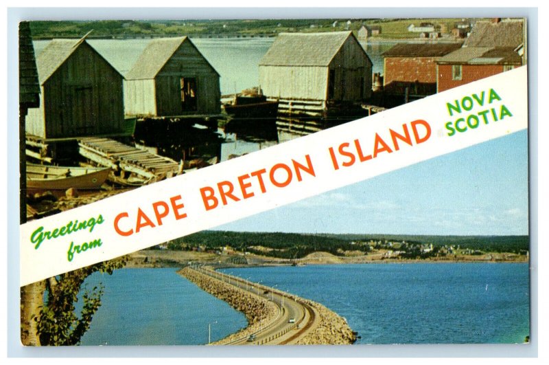 c1950's Multiview, Greetings from Cape Breton Island Nova Scotia Canada Postcard 