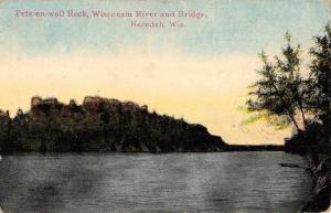 Necedah Wisconsin Pete En Well Rock Waterfront Antique Postcard K71510