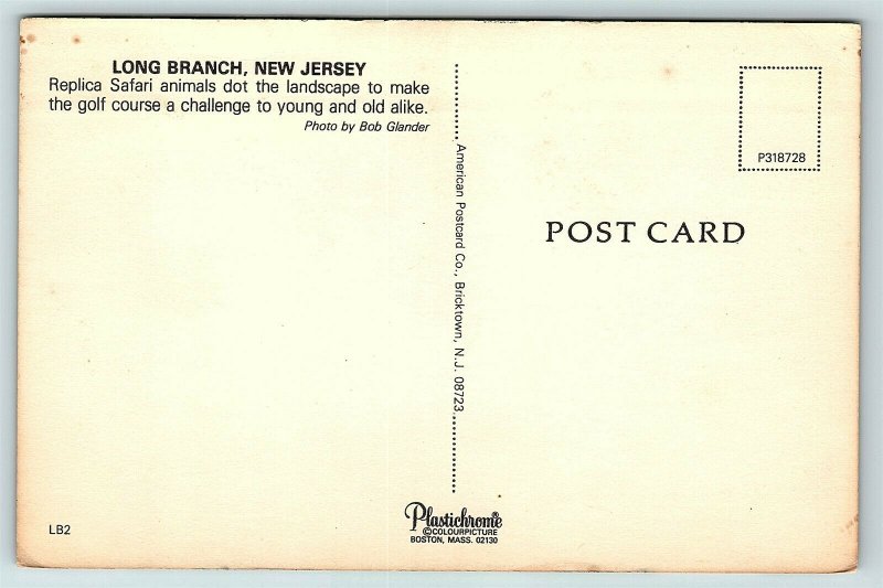 Postcard NJ Long Branch Safari Animals Miniature Mini Golf Course C33