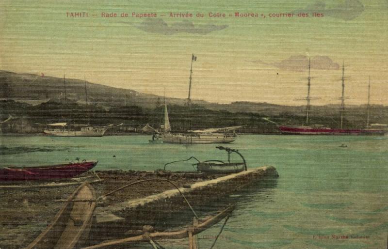 french polynesia, TAHITI PAPEETE, Rade, Arrivée du Cotre Moorea (1910s)