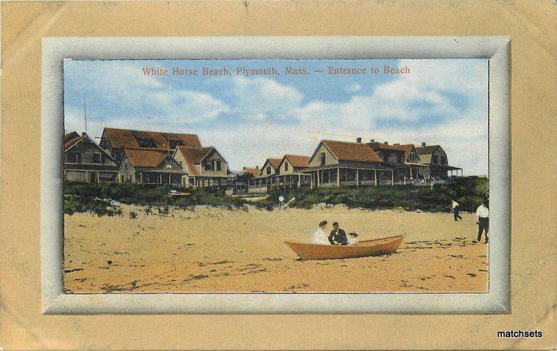 C-1910 Plymouth Massachusetts White Horse Beach Entrance Burbank postcard 10574