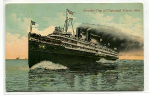 Steamer City of Cleveland Toledo Ohio Great Lakes 1912 postcard