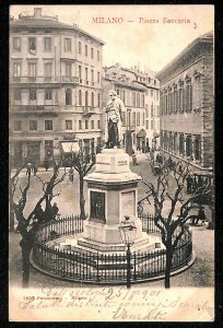 Ab1305-Postcard Vintage-Milan City: Beccaria Square 