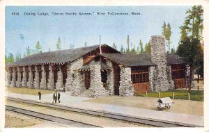 Dining Lodge Union Pacific Railroad West Yellowstone Montana 1930c postcard