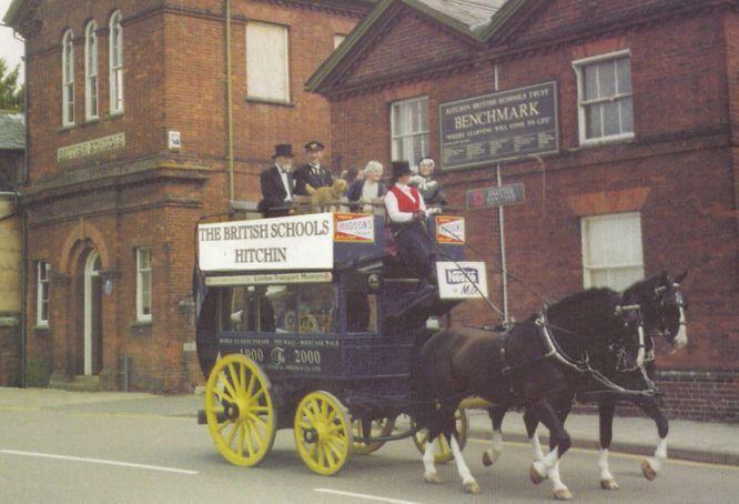 Coachman Old Horse & Cart at Hitchin British Boys School Postcard