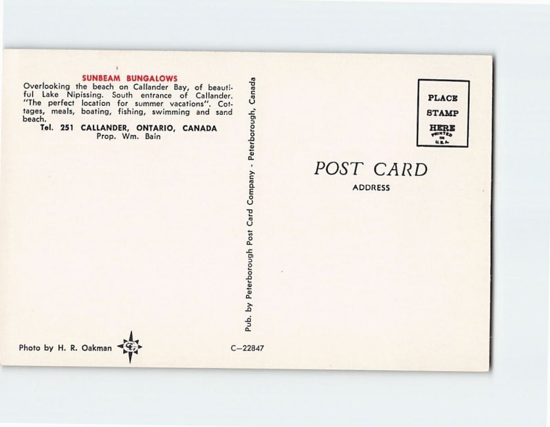 Q-40411 Sunbeam Bungalows Callander Bay Ontario Canada