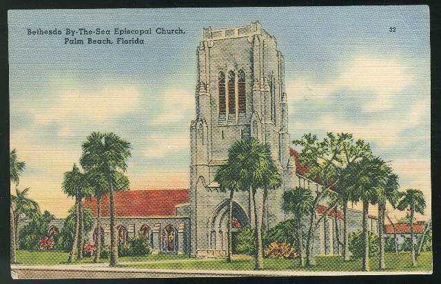 FL Bethesda By-The-Sea Episcopal Church Palm Beach Florida Tichnor Postcard