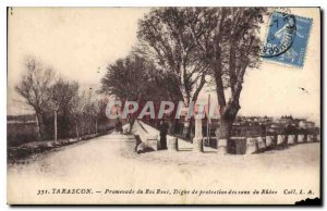 Old Postcard Tarascon Promenade du Roi Rene Digue protection eauz Rhone