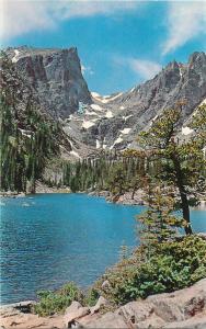 Picturesque dream Lake and Hallet`s Peak in Rocky Mountain National Park