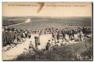 Old Postcard Folklore Wine Vintage Champagne After lunch d & # 39aucuns pushi...