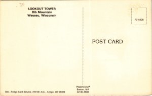 LOOKOUT TOWER, Rib Mountain, Wausau, Wisconsin, Antigo Card Service, Postcard