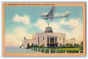 Cleveland Ohio OH Postcard Administration Building Municipal Airport Airplane