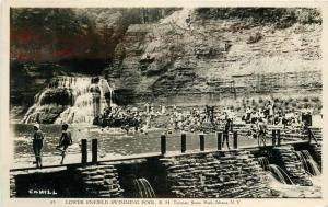 1950s Ithaca New York Lower Enfield Swimming Pool Treman State Park RPPC 2826