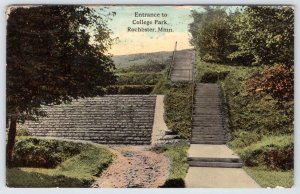 1912 ROCHESTER MINNESOTA ENTRANCE STEPS TO COLLEGE PARK ANTIQUE POSTCARD