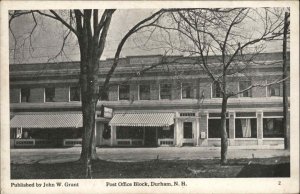 Durham New Hampshire NH Post Office Block Vintage Postcard