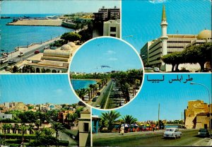 IMN04881 africa libya tripoli multiview mosque old cars restaurant terrace 