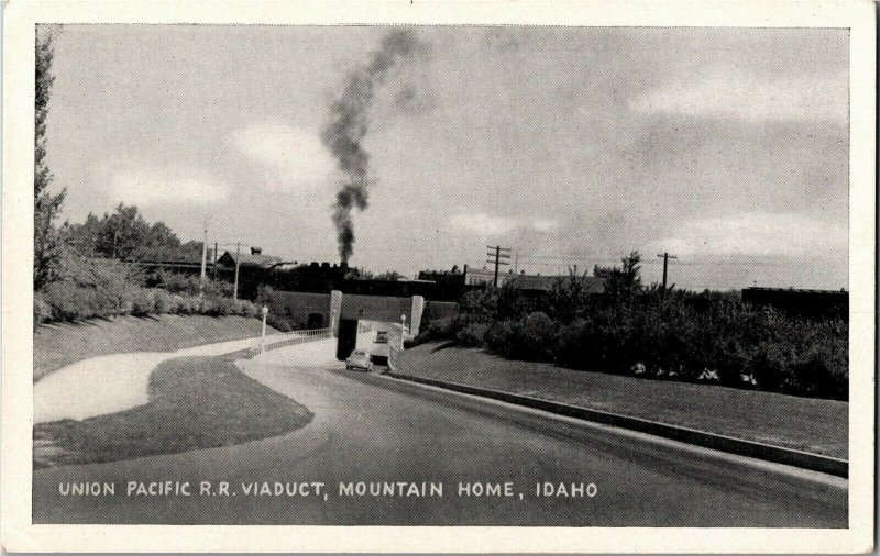 Union Pacific Railroad Viaduct, Mountain Home ID Vintage Postcard C50