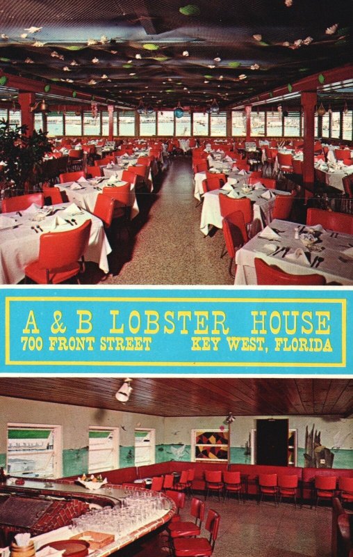 Vintage Postcard 1965 A&B Lobster House Restaurant Attraction Key West Florida United States