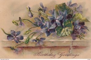 PU-1908; Birthday Greetings, Purple Flowers