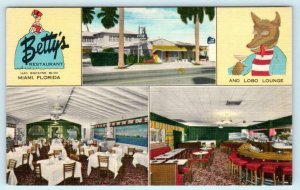 MIAMI, Florida FL ~ BETTY'S RESTAURANT Roadside LOBO LOUNGE c1940s Postcard 