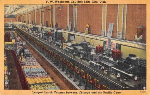 Salt Lake City Utah FW Woolworth Co Lunch Counter Vintage Postcard AA53824