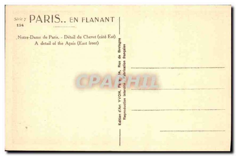 Postcard Old Paris while strolling Notre Dame de Paris Detail of the bedside ...