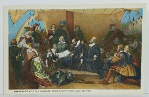 Embarkation of the Pilgrims Delft Hsven 1620, Wier Art Postcard N8