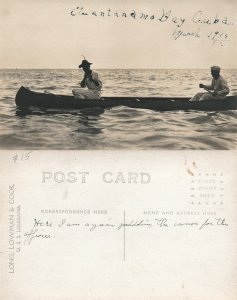 GUANTANAMO BAY CUBA BOAT FISHING 1918 ANTIQUE REAL PHOTO POSTCARD RPPC