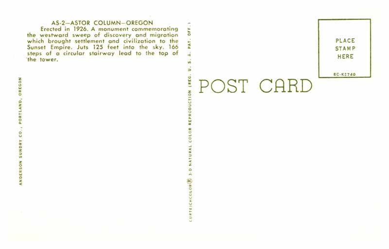 Postcard TOWER SCENE Astoria Oregon OR AP8313