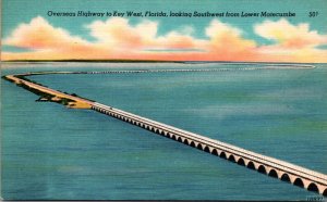 Florida Keys Overseas Highway To Key West Looking Southwest From Lower Matecu...